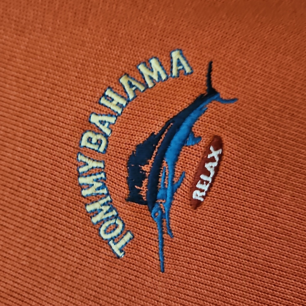 TOMMY BAHAMA RELAX YACHT ORANGE HALF ZIP PULLOVER XL/TG 100% COTTON - Picture 2 of 8